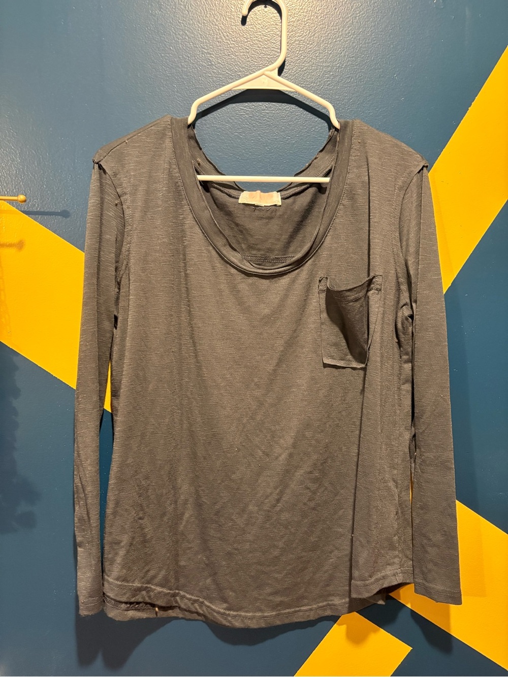 CDM Grey Long Sleeve Pocket Slub Tee EUC